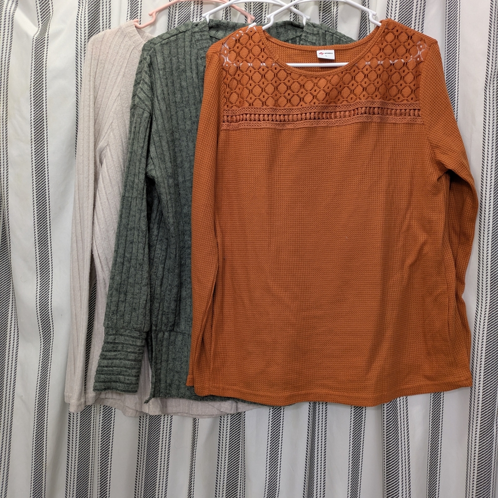 Orange Long Sleeve Top with Lace Detail